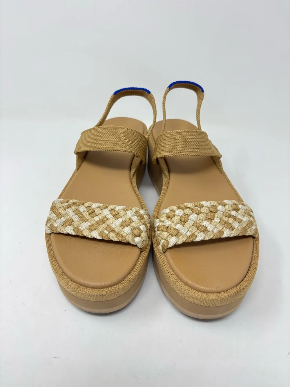 Rothy's Tan Woven Strap Platform Wedges